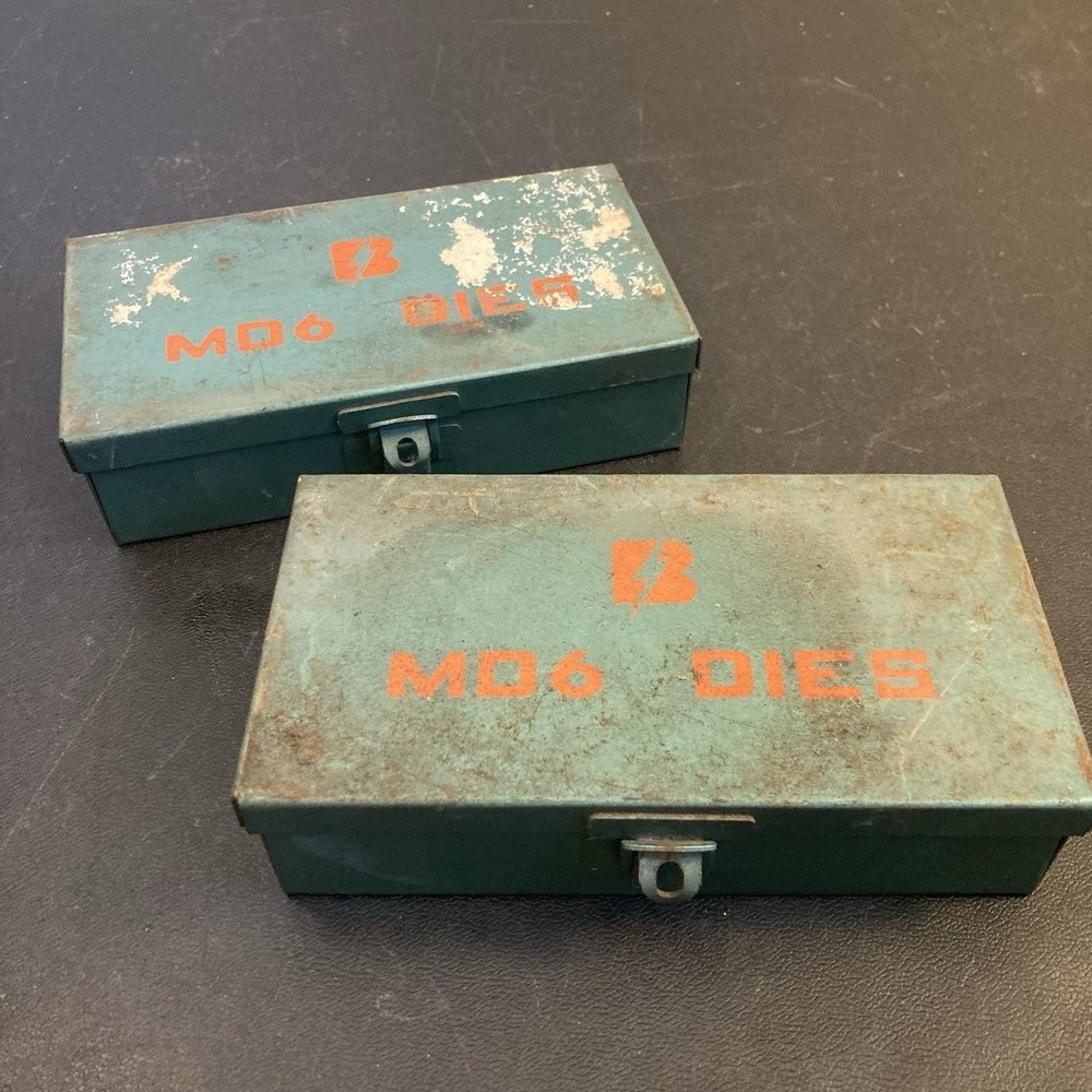 Burndy MD6‎ Dies Metal Storage Case Black EMPTY BOX With Compartments Lot of 2